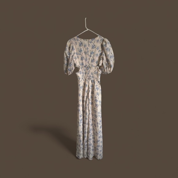 Petal + Pup Jemima Blue Floral Eyelet Cutout Maxi Dress NWT Small - Picture 3 of 4